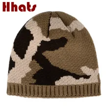 Толстая Теплая Флисовая внутри камуфляжная зимняя шапка Skullies Beanie для мужчин Уличная ветрозащитная плюс бархатная камуфляжная мужская шапка кепка вязаная шапка
