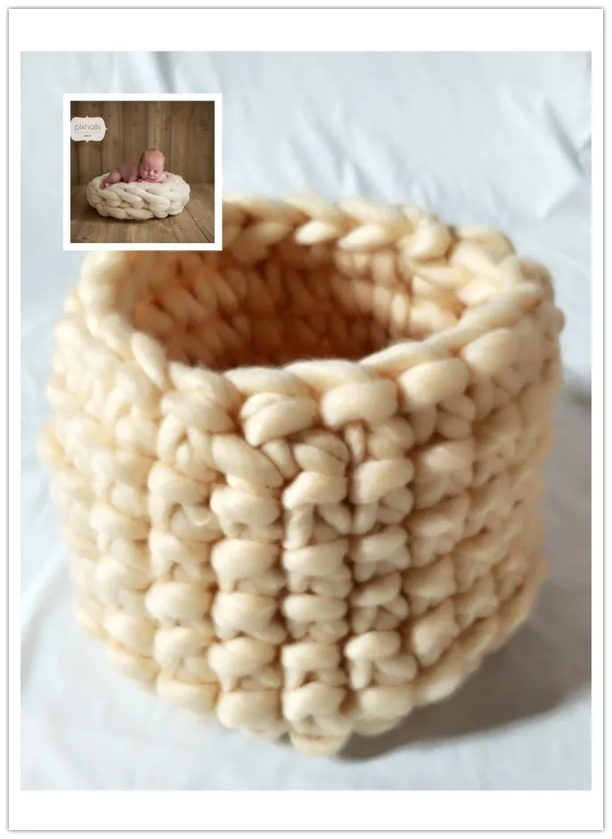 

Baby Cocoon Egg Nest Pod Knit Newborn Baby Posing Pillow Photography Prop Wool Basket