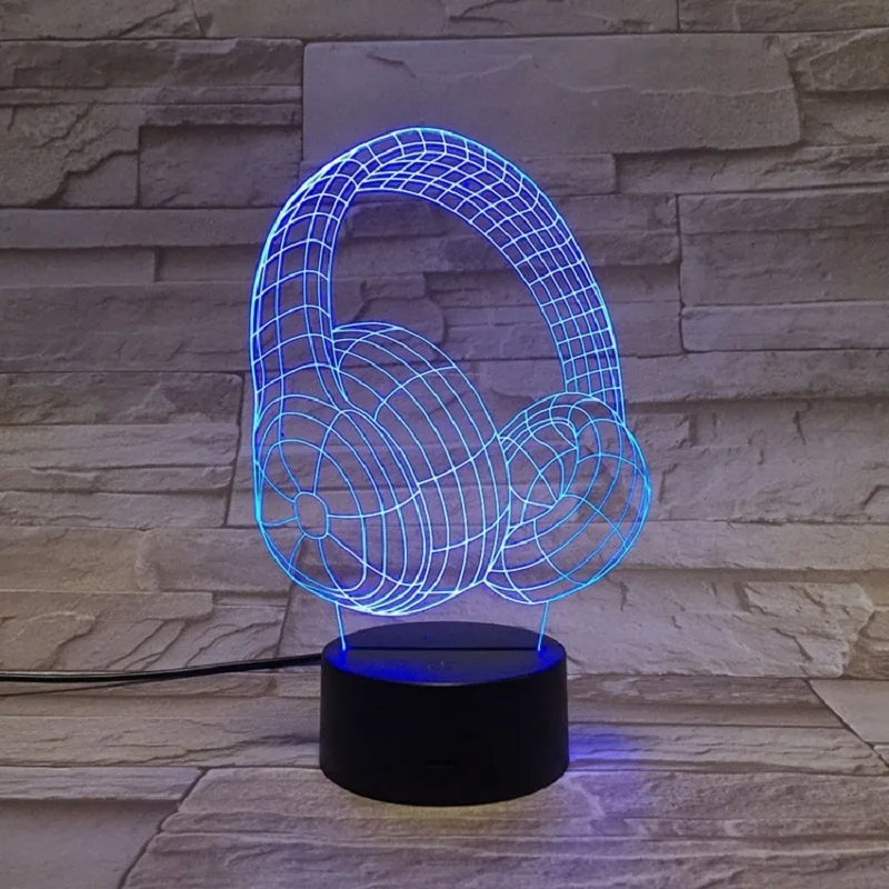 Ночные легкие наушники 3D лампа освещение для сна для детей подарок на день рождения музыкальный инструмент фонарик пульт дистанционного управления