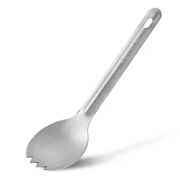 

EDC Titanium Long Handle With A Tooth Tan Light Titanium Alloy Spoon Outdoor Camping Tableware Multi Tools