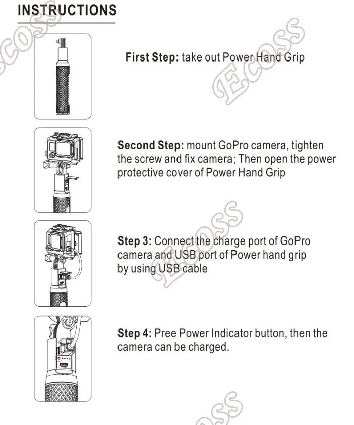 Для Dji Osmo Action xiaomi yi 4k зарядное устройство мощность, Gopro 4 3+ Session рукоятка батарея мощность для GoPro Hero7 6 5 Аксессуары