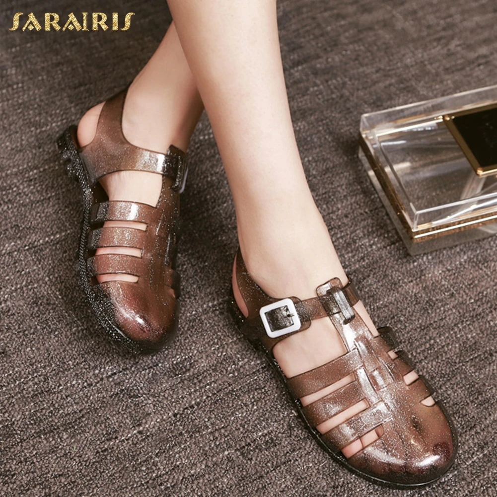 

SARAIRIS Factory Wholeslae Dropship Summer Beach Women Shoes Sandals PVC Comfortable t-strap Fisherman Shoes Woman Jelly Shoes