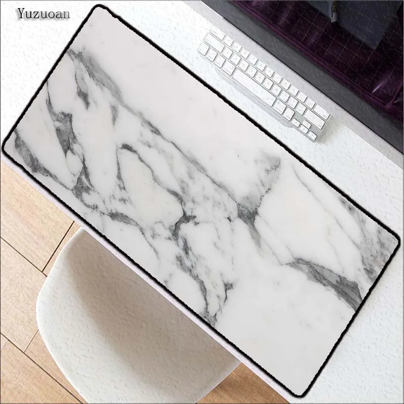 

Yuzuoan Large Overlock Colorful White Marble Feature Design Speed Control Gaming Surface Mouse Pad Computer Notebook Mice Mat