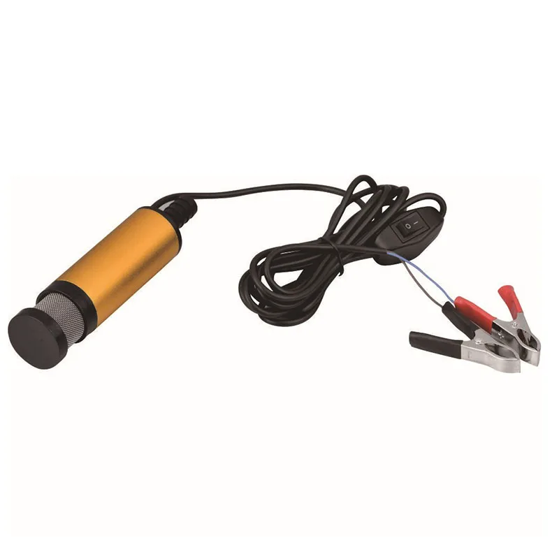 

12V Car Electric Submersible Pump 38mm 12L/Min Diesel Fuel Water Oil Transfer Submersible Pump with On/Off Switch Gold