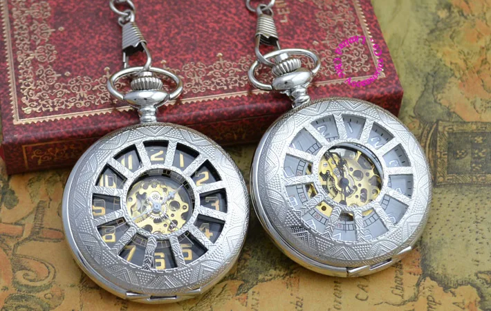 

Wholesale Mechanical Pocket Watch Men Good Quality Fob Watches Vintage Retro Farther New Fashion Silver Antique Fob Watches Dad