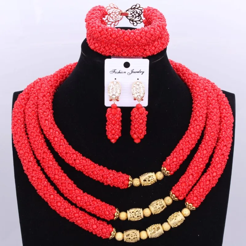 

4UJewelry Fine Jewelry Sets With Gold Balls Necklace Set African Beads Set For Women Pink Nigerian Necklace Beads Jewelry Set