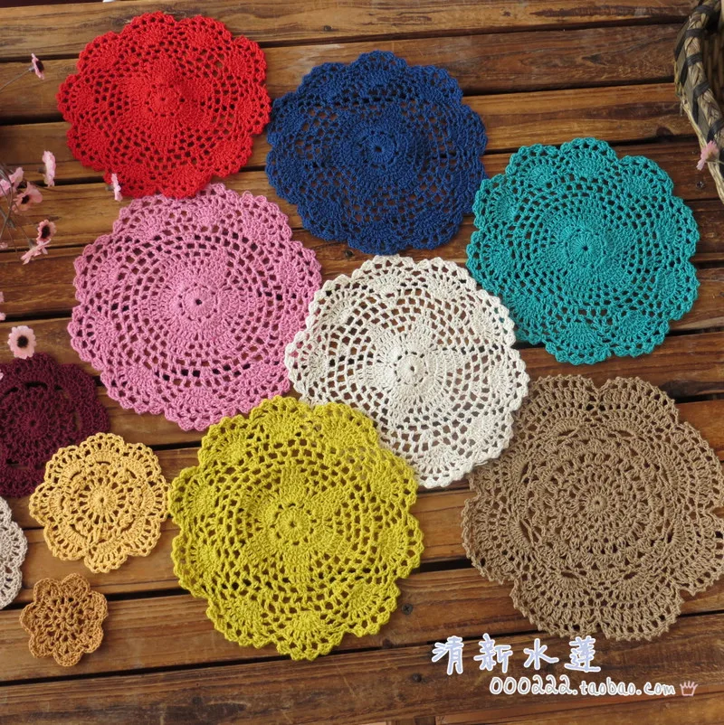 20 cm 10 pcs Handmade Crocheted Cotton Table Decoration Cloth Home Coffee Mats Cup Mug Pads Coaster Kitchen Dining Bar Accessory | Дом и сад