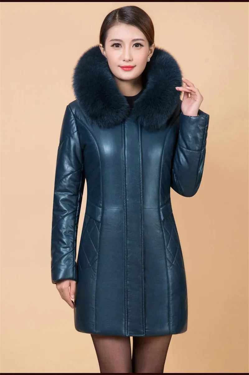 Большие размеры 6XL, женская кожаная хлопковая куртка среднего возраста, пальто, зимние теплые парки, толстая куртка с капюшоном, изысканные хлопковые пальто OKXGNZ