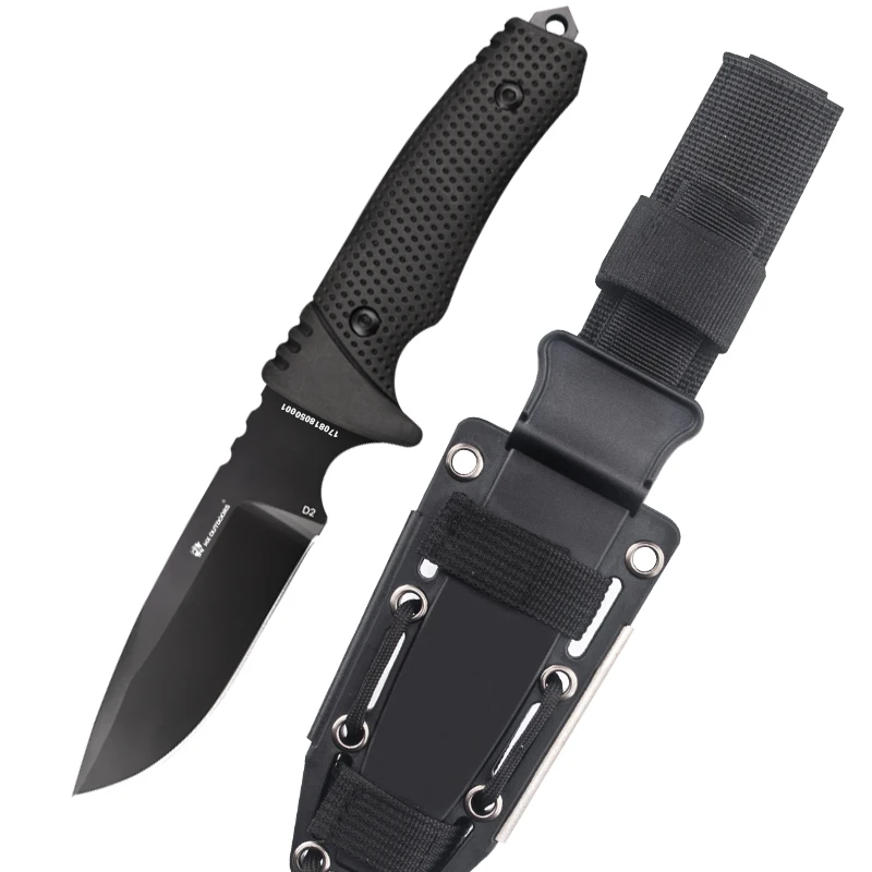 

HX OUTDOORS Rubber Handle Forge D2 Steel Fixed Blade Knife 60HRC Outdoor Camping Knives for Survival Tool