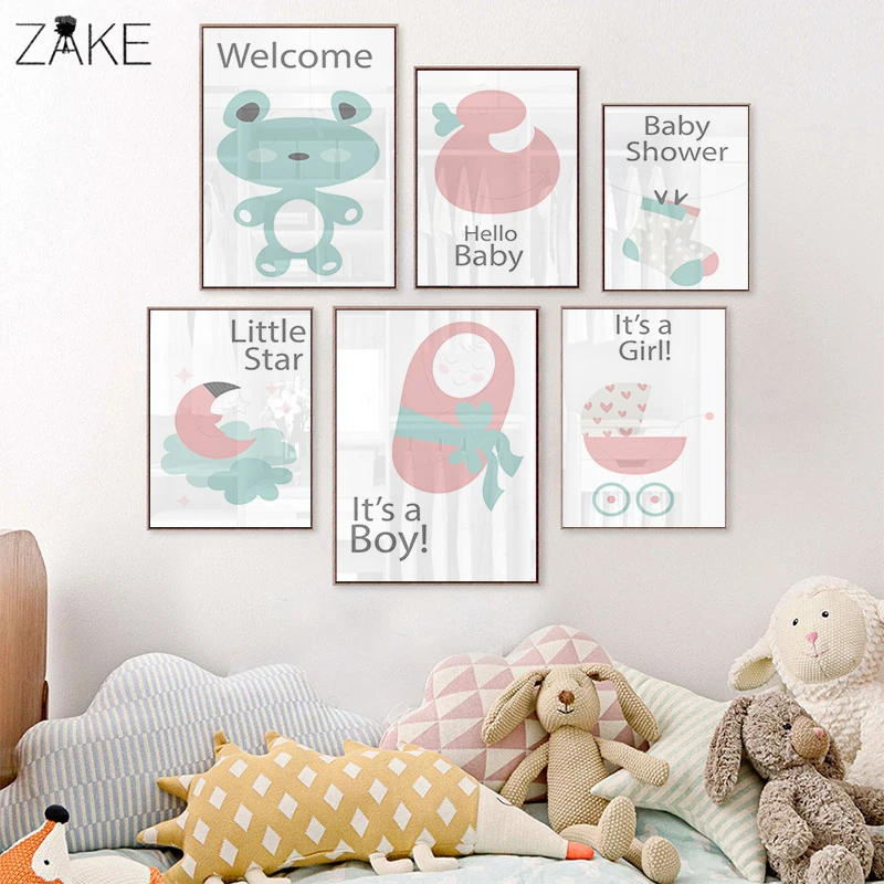

Nursery Cartoon Baby Canvas Art Painting and Poster Dusk Moon Bear Wall Picture Canvas Art Print Kids Room Wall Decor