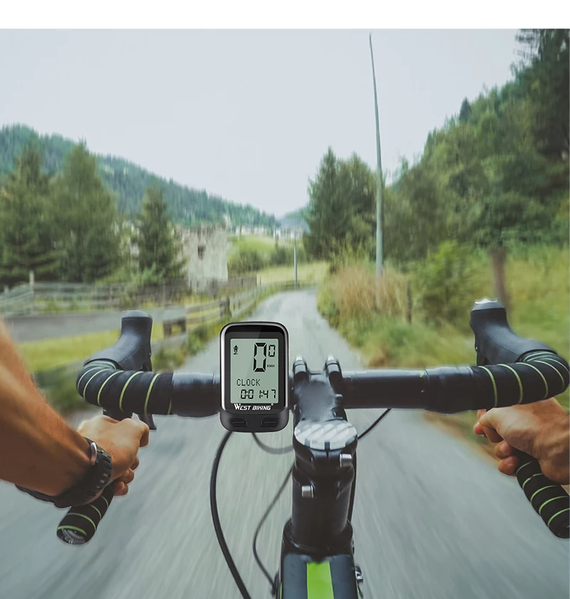 WEST BIKING Водонепроницаемый 5 Язык велокомпьютер Беспроводной секундомер MTB дорожный велосипед спидометр велосипедный одометр спидометр велосипедный компьютер