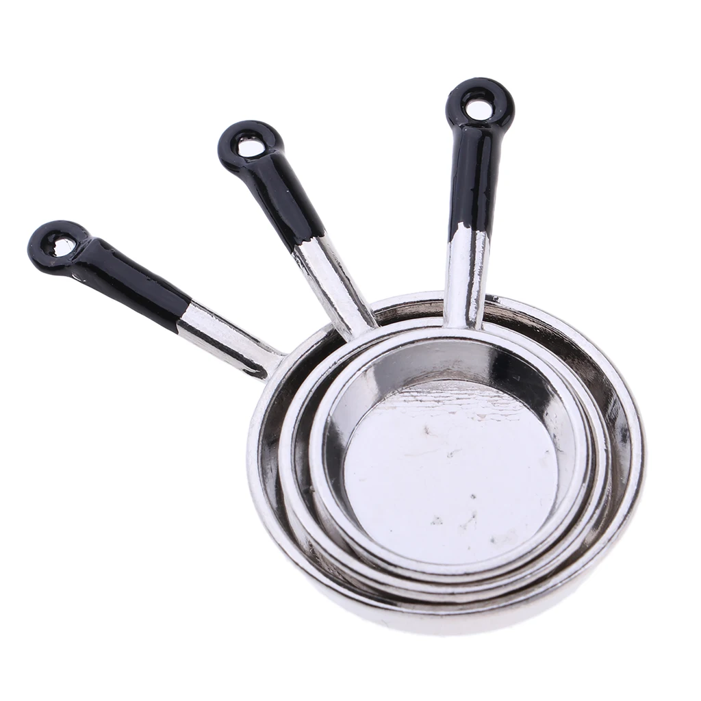 1/12 Dollhouse Kitchen Cookware Miniature Pots and Pans Skillet Model Mini Kitchen Utensils for Dolls House Life Scene Ornament