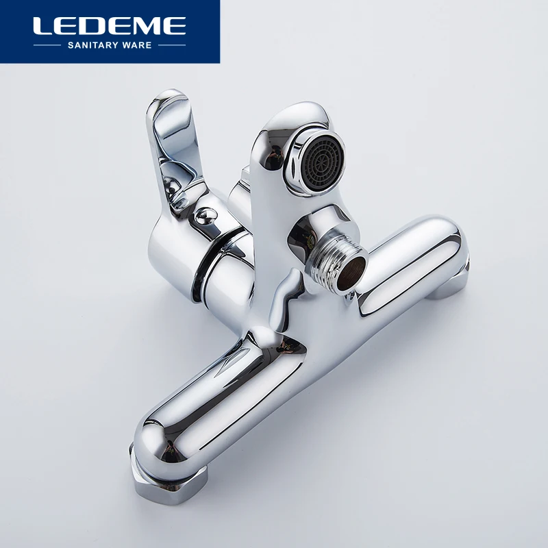 LEDEME Bathtub Faucet 1 set for Bathroom Outlet Pipe Chrome Plated Bath Bathtub Faucets Surface Brass inside Faucets Head L3003