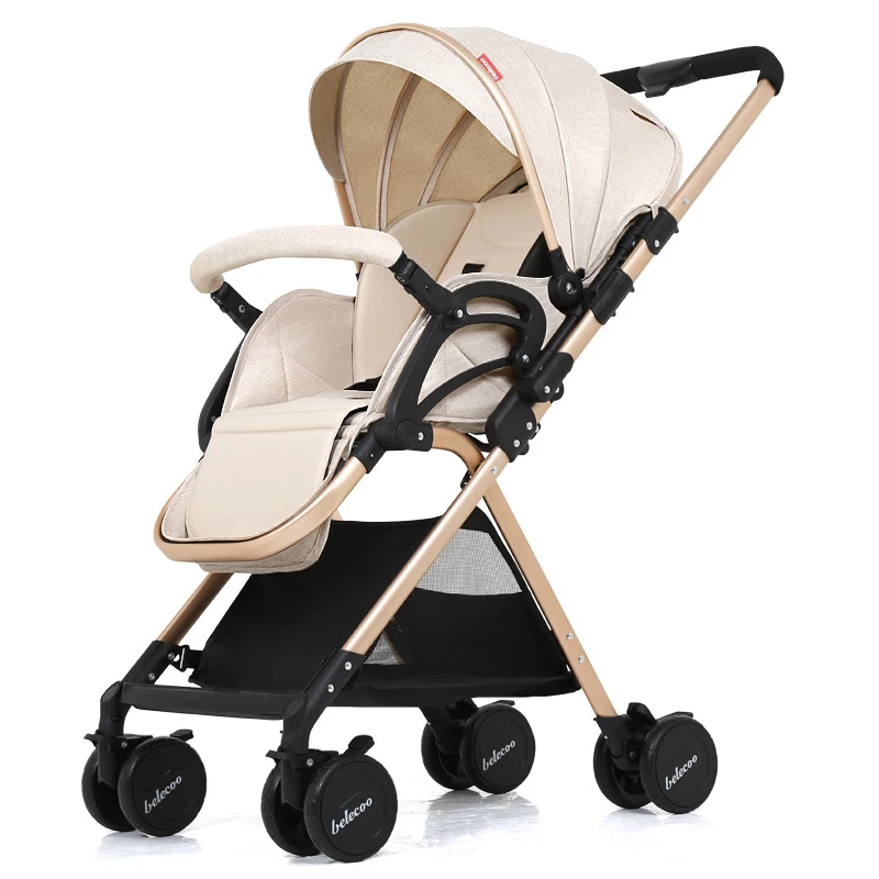 

Baby Pushcart Light Sit& Lie Folding Trolley for 0-3Y Kids Shock Absorption Parachute Children Carriage High Landscape Strollers