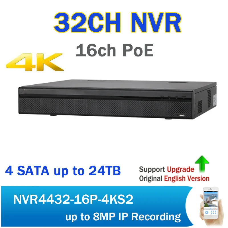 

Orignal DH 32CH NVR NVR4432-16P-4KS2 H265 4K Security CCTV 16ch PoE Network Video Recorder