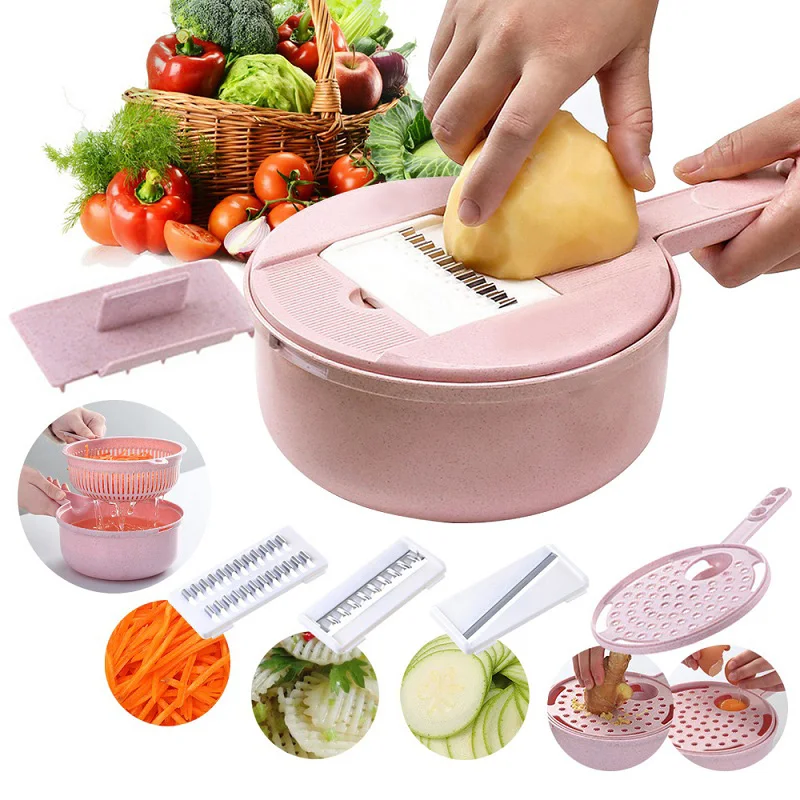 

Carrot Potato Grater Manual Onion Cutter Easy Food Chopper Slicers Kitchen Gadget 9 IN 1 Multi-function Easy Food Chopper