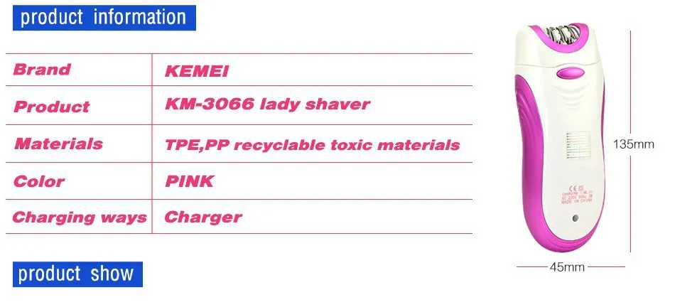 KEMEI 6 в 1 перезаряжаемый электрический эпилятор для женщин, бритва для удаления волос, бикини, для депиляции тела, для мытья лица, моющее средство, набор KM-3066