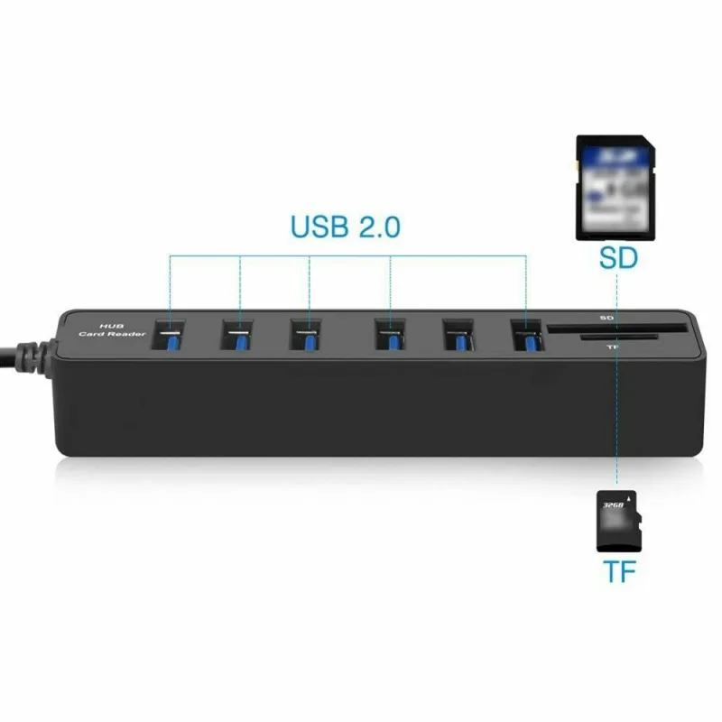 8 портовый концентратор многофункциональный высокоскоростной USB 2 0 кардридер для