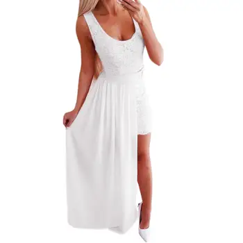 Женское платье для отдыха, Пляжное, летнее, облегающее, праздничное, однотонное, сексуальное, официальное, с u-образным вырезом, с разрезом