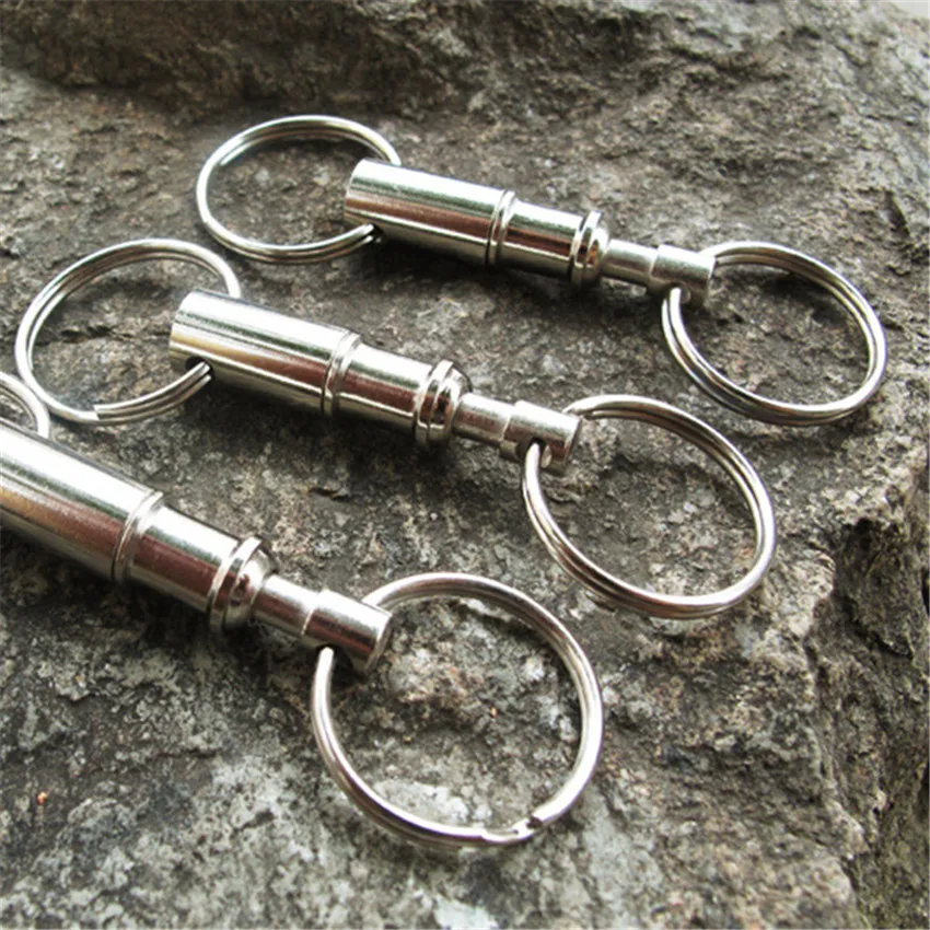 

EDC Outdoor Camping Tactical Backpack Key Ring Carabiner Climbing Pull Apart Double Key Ring Locking Hanging Padlock Keychain