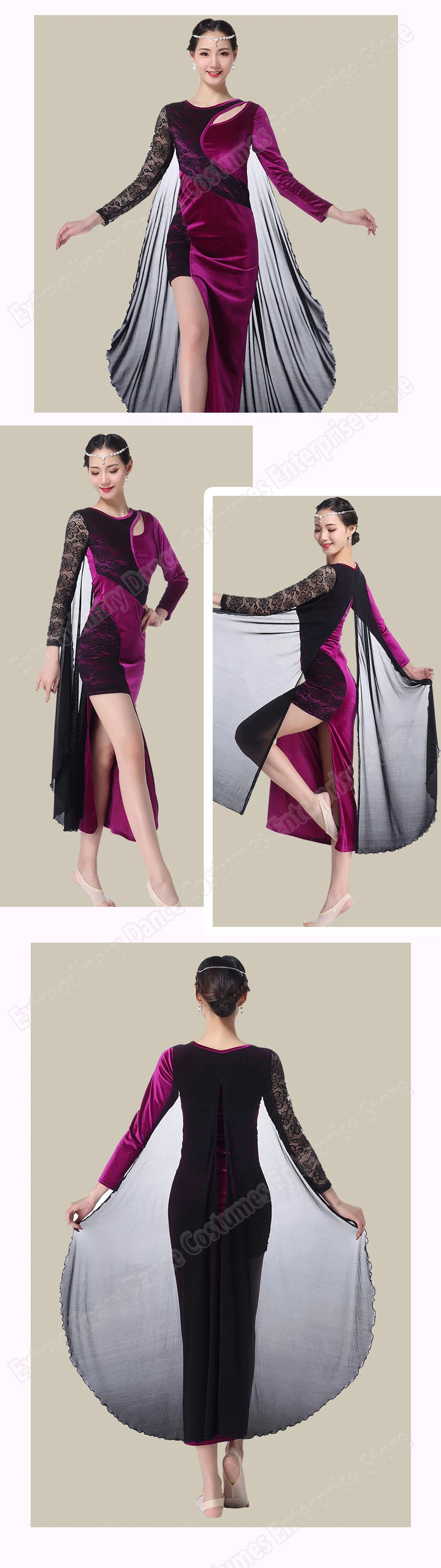 Живота Танцы Для женщин Практика одежда модная одежда с длинными рукавами бархатные юбки сцены костюм живота платье для танцев Oriental