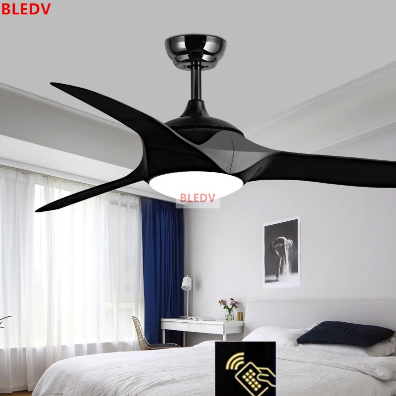 Dimming 52 Inch Led White Black Ceiling Fans With Lights Remote