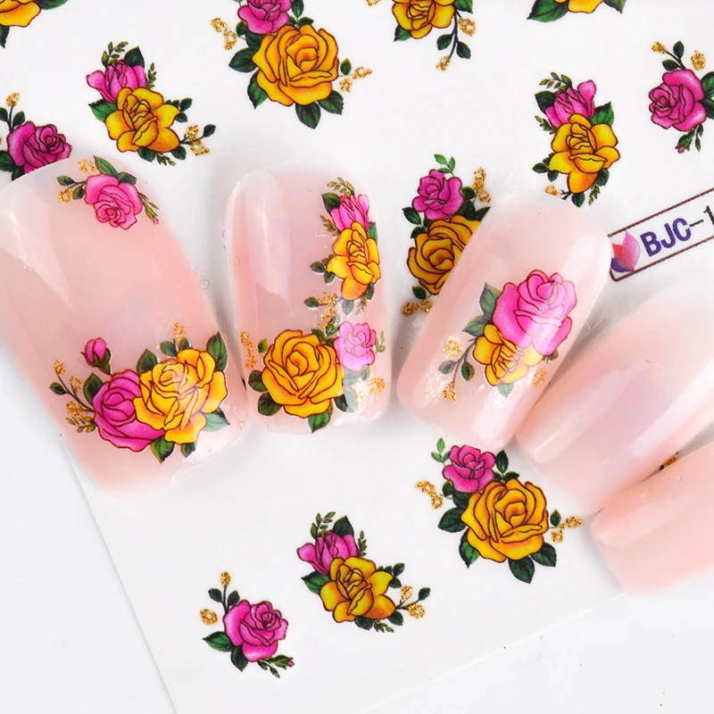55 шт. красочный цветок цветочный дизайн ногтей переводные наклейки стикеры цвета: золотистый, серебристый блеск обертывания Совет маникюр