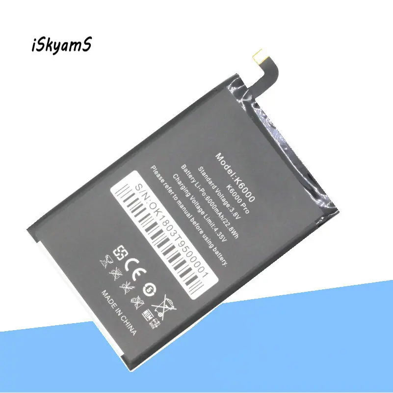 ISkyamS 1x6000 мАч 3 8 в сменный литий-полимерный аккумулятор для Oukitel K6000 Pro 5 дюймов 4G LTE |