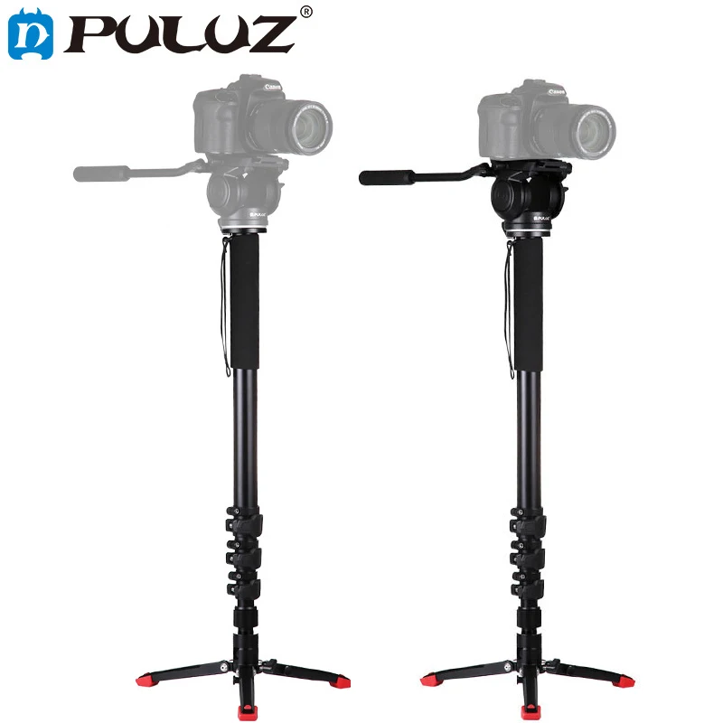 PULUZ Aluminum Alloy Camera Monopod with Mini Tripod Hydraulic Damping Gimbal For Canon Nikon