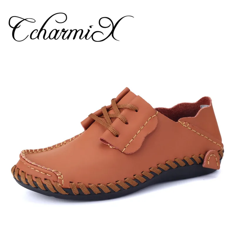 

CcharmiX Mens Split Leather Casual Shoes Big Size Mens Handmade Loafers Italian Style Mens Moccasin Summer Male Walking Shoes