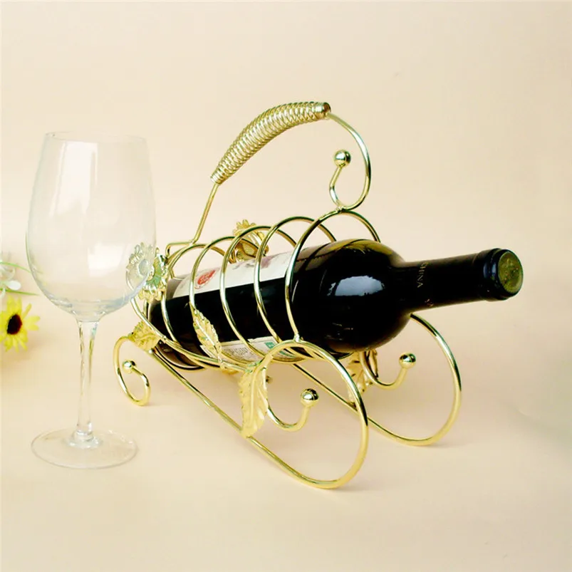 Metal Figurines Wine Rack Stand Home Decoration Bottle Holder Storage Wedding Party Decor Ornament Gift Decoracion Hogar 40JY2801