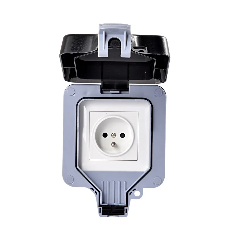 Внешняя розетка питания IP66 16A 250V IP44 EU черная белая Франция водонепроницаемая