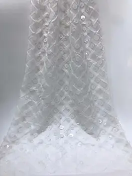 

Latest Yellow African Lace Fabric 2019 High Quality Lace Pink Embroidery French Mesh Sequins Nigerian Lace Fabrics Material