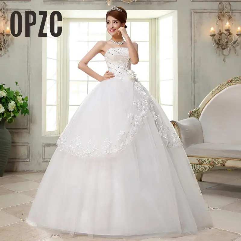 Дешевое Настоящее фото, Новое поступление, корейский стиль, свадебное платье с кристаллами, белое свадебное платье, Vestido de noiva QH27