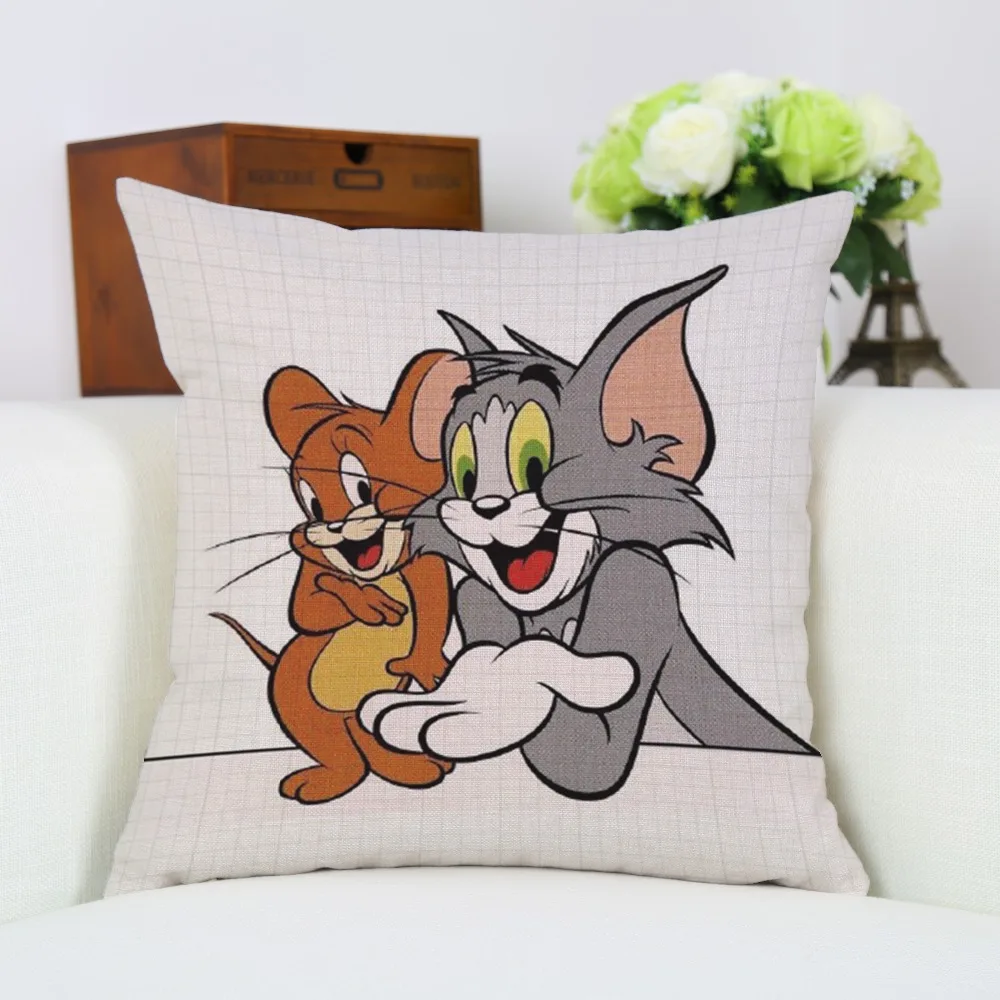 

45*45cm Cartoon Tom and Jerry Pillowcase Custom cotton cushion cover decorative beauty Home Furnishing customized pillow B-079