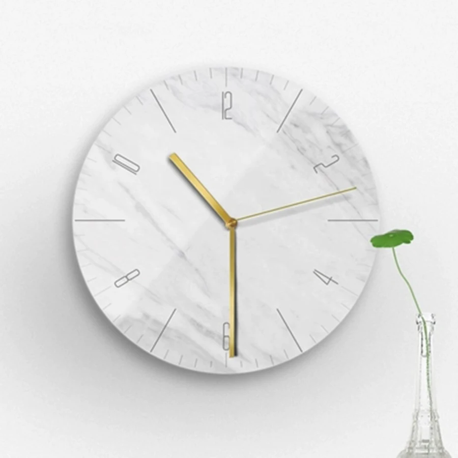 

Simple Marble Marble pattern Wall Clock Creative Modern Mute Wall Watch Living Room Decoration Kitchen Saat Home DecorationB1037