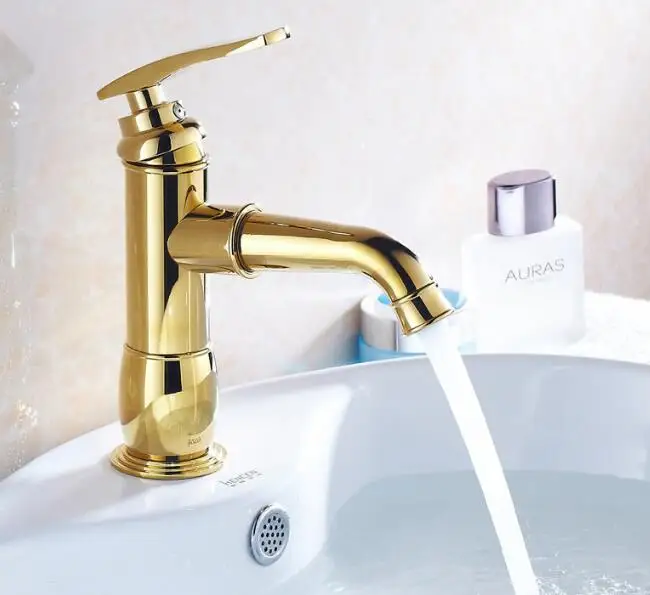 

Vidric Golden Bathroom Sink Faucet hot and cold water basin taps mixer Sanitary Ware Faucets single handle tap