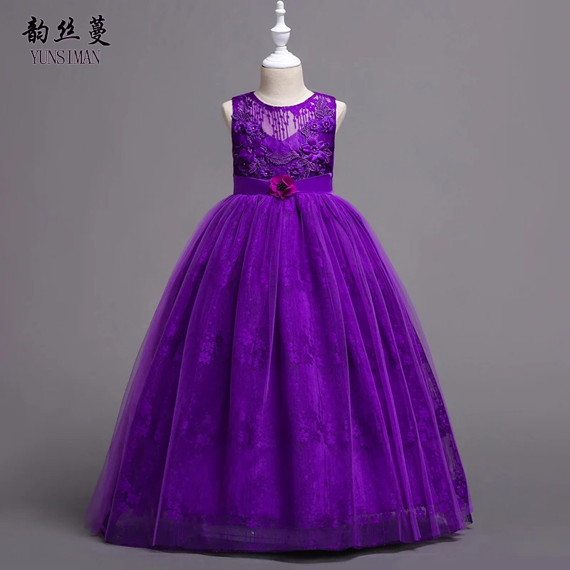 

Baby Girls Long Dress 8 10 12 to 14 Y Children White Red Lace Flower Party Evening Performance Costume Kids Princess Dress 1M22