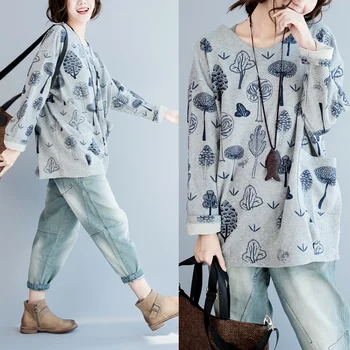 

Autumn Winter 2018 New Plus Size hoodie Women Loose Big Size Top black grey hoodie Long Sleeve Maxi