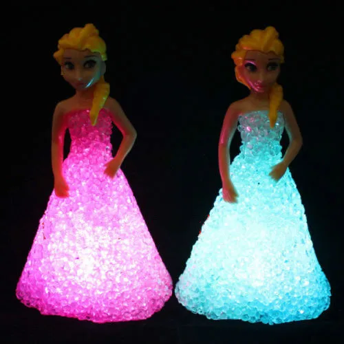 New Kids Toys Elsa Anna Colorful gradient crystal Night Light Led Lamp Toy Gift 8