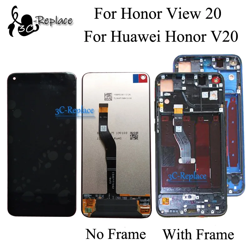 

Original Black/Blue 6.4 inch For Huawei Honor V20 PCT-AL10 / View 20 LCD DIsplay + Touch Screen Digitizer Assembly With Frame