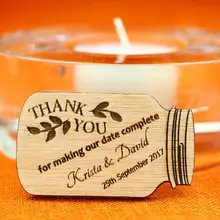 Пользовательское имя стеклянная банка с завинчивающейся крышкой деревянной Свадебные спасибо подарок услуга бирки обручальные кольца прием гостей в доме невесты Свадебные сувениры пригласительные этикетки