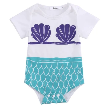 

2017 Summer Baby Infant Boy Girl Mermaid Romper Short Sleeved Cotton Baby Romper Toddler Underwear
