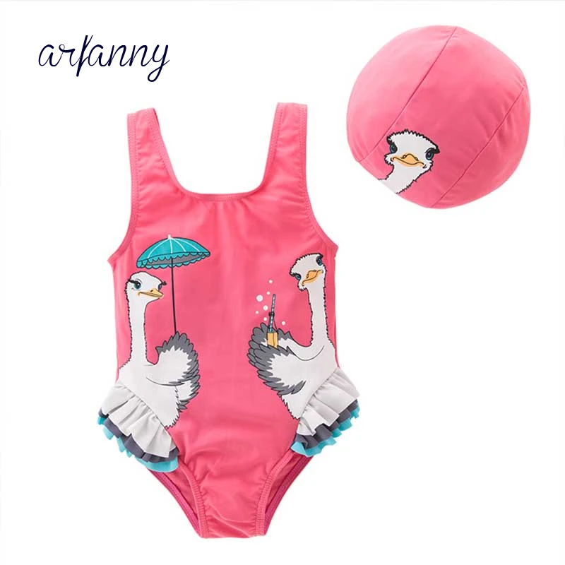 

2019 fashion baby girl swimsuit beachwear swimsuit children swan 9m-6y girls wear swimsuit suit