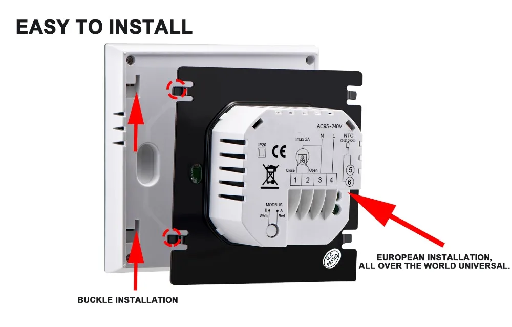 24VAC, 95-240VAC Sonic interaction NO, NC клапан wifi комнатный термостат для напольной теплой системы