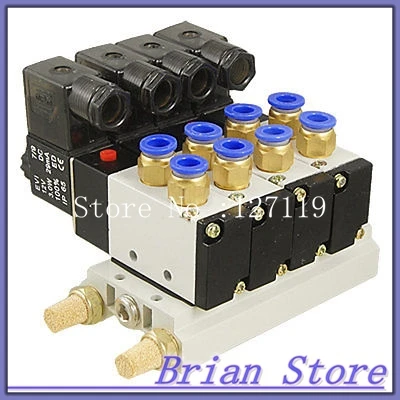 

DC 12V 5/16" Quick Fitting 2 Position 4 Solenoid Valve w Base Muffler