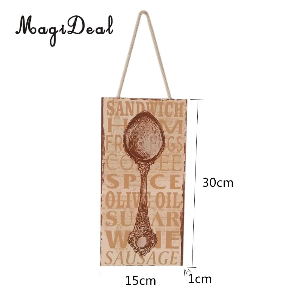 MagiDeal Home Dining Kitchen Natural Wood Plate Sign Cafe Pub Bar Wall Art Plaque - Coffee Shop Tea House Rest Room