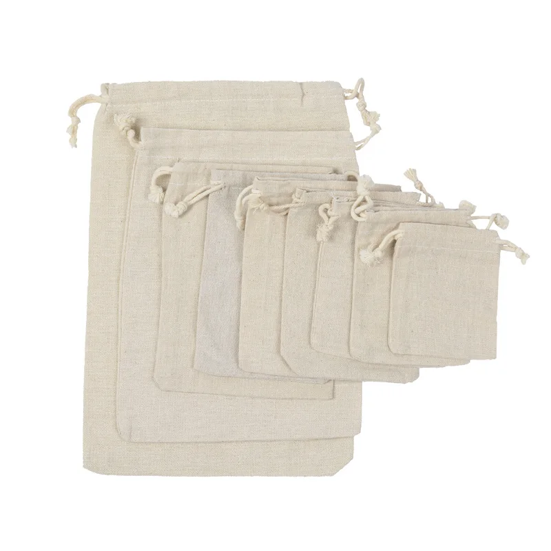 Hot Natural Cotton Drawstring Pouch Stuff Bag Laundry Clothes Finishing Drawstring Bags Handbag