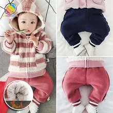 Lemonmiyu/Повседневные зимние штаны для малышей; однотонные теплые зимние штаны-шаровары для мальчиков и девочек; одежда для детей; свободные эластичные хлопковые брюки