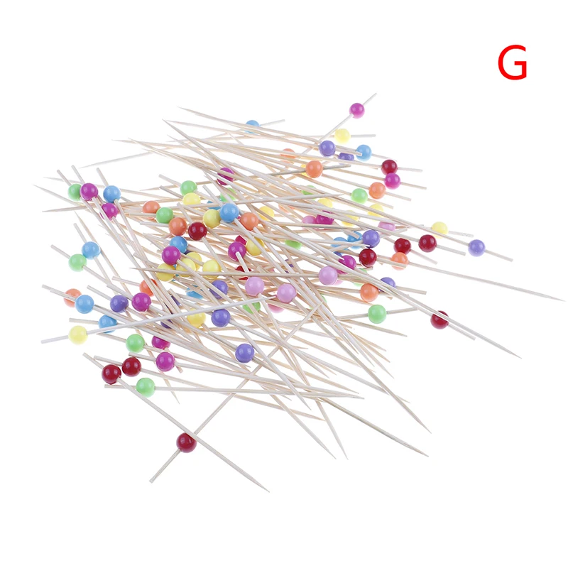 100 шт./лот Одноразовые Бамбуковые вилки 12 см вечерние украшения для буфета фруктовые десерты еда коктейль сэндвич вилка палочки - Цвет: G